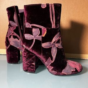 Steve Madden Red Velour Floral Boots